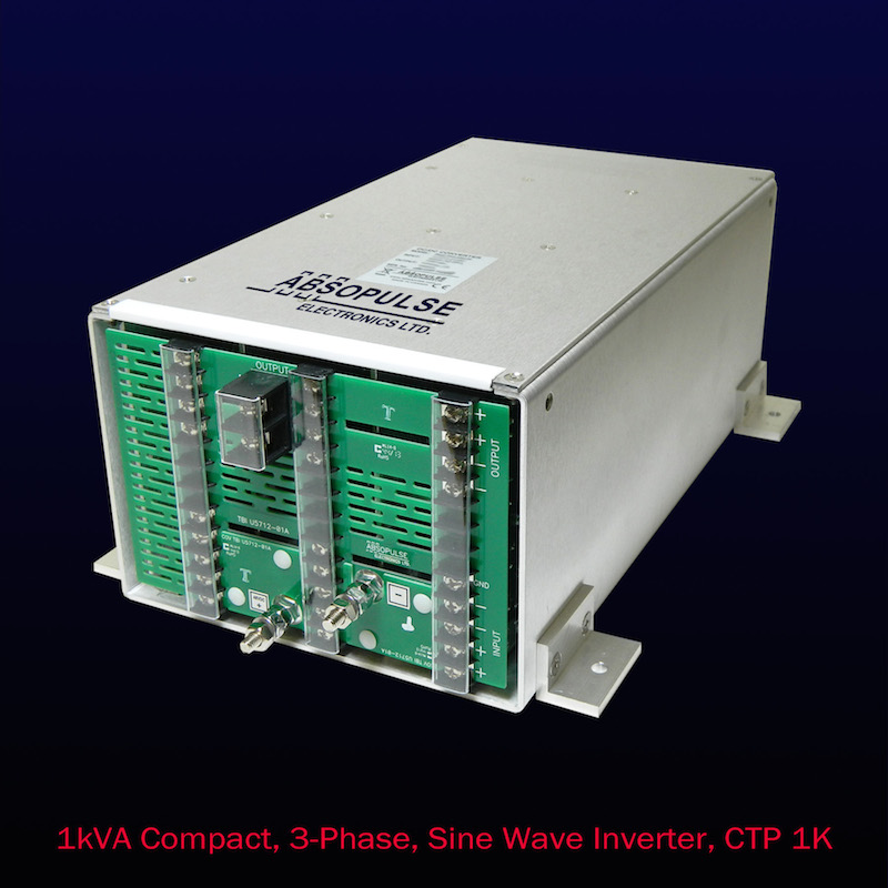 Compact 3-phase 1kVA sine wave inverter system suits industrial apps